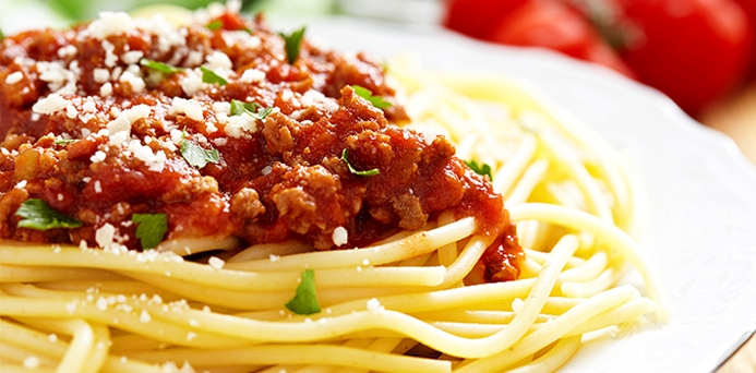 Try some delicious spaghetti and meatballs!
