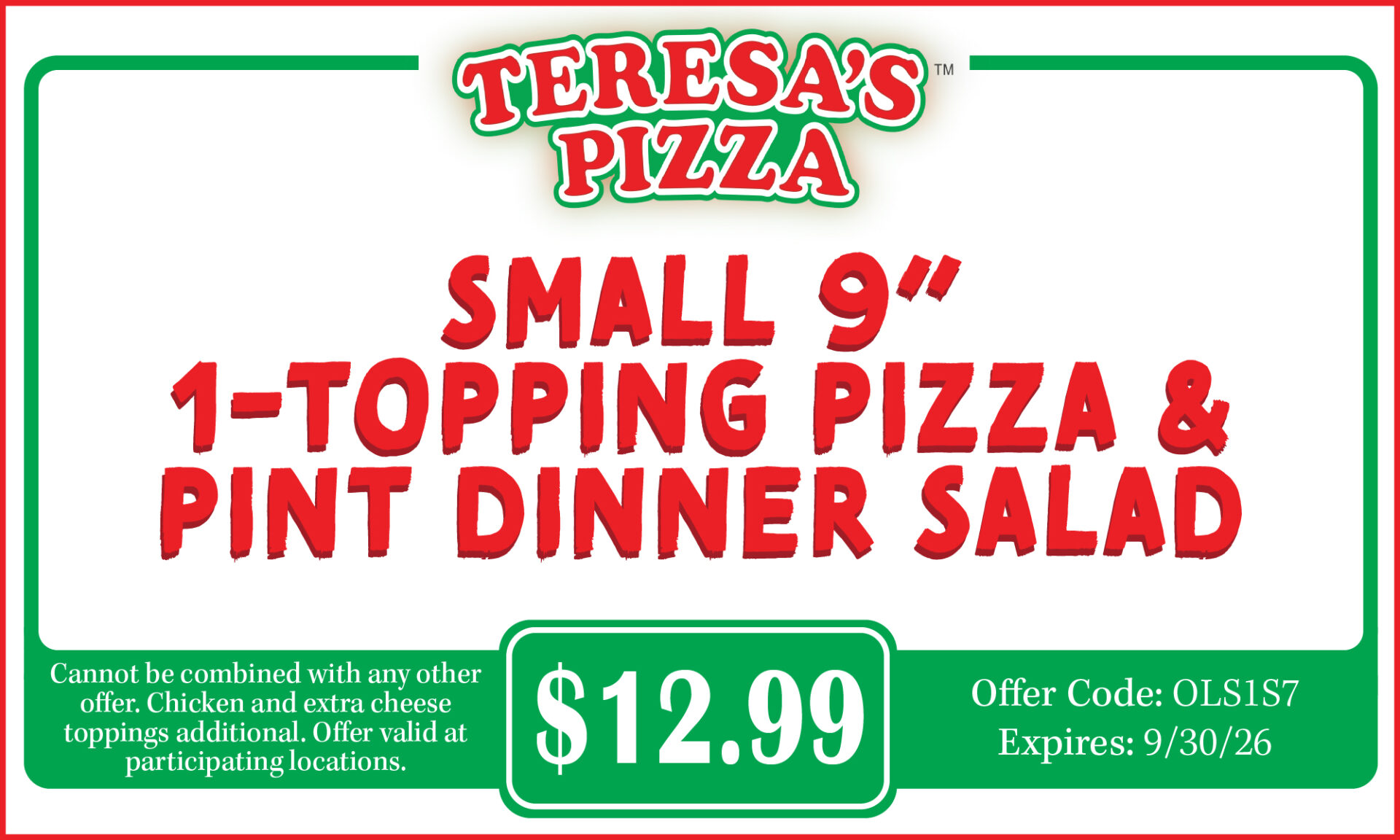 Sm 1-Topping & Pint Dinner Salad